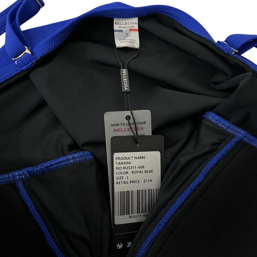NWT, RELLECIGA Strapless Royal Blue Ruched Top, Sz L - Picture 13 of 13